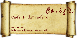 Csák Árpád névjegykártya