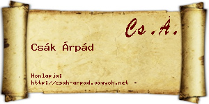 Csák Árpád névjegykártya